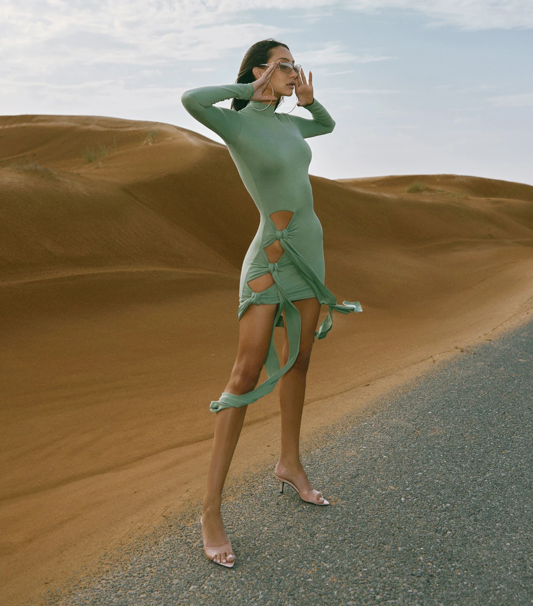 JULISSA MO Sexy Hollow Out Bandage Women Dress Long Sleeve Turtleneck Elastic Tight Dress Female Autumn Elegant Club Party Dress