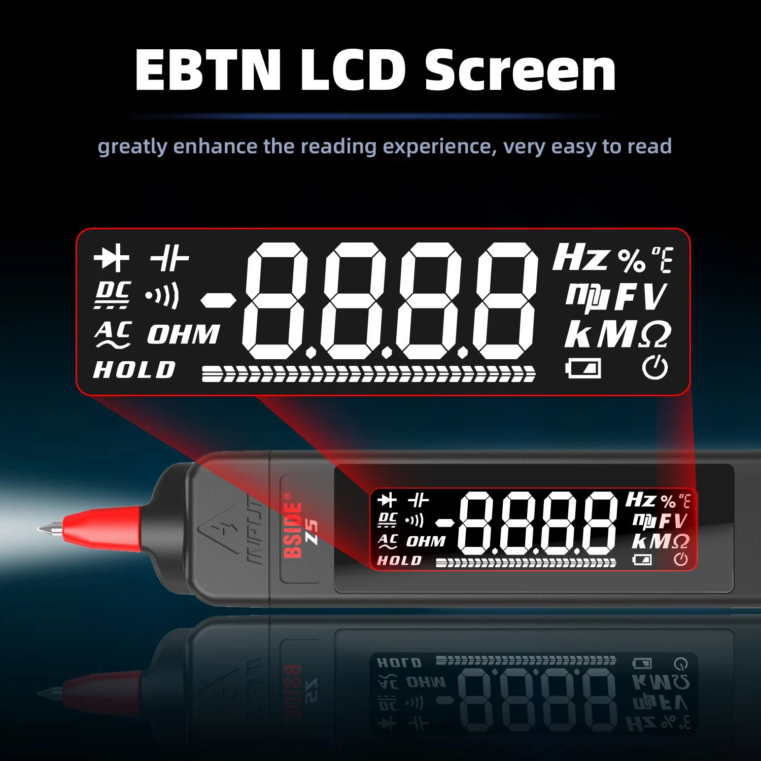 BSIDE ο  Ƽ  Ʈ  ׽ Autoranging 6000 DC AC  ĿнϽ Ohm NCV Hz ̿ Ӽ ̺ 
