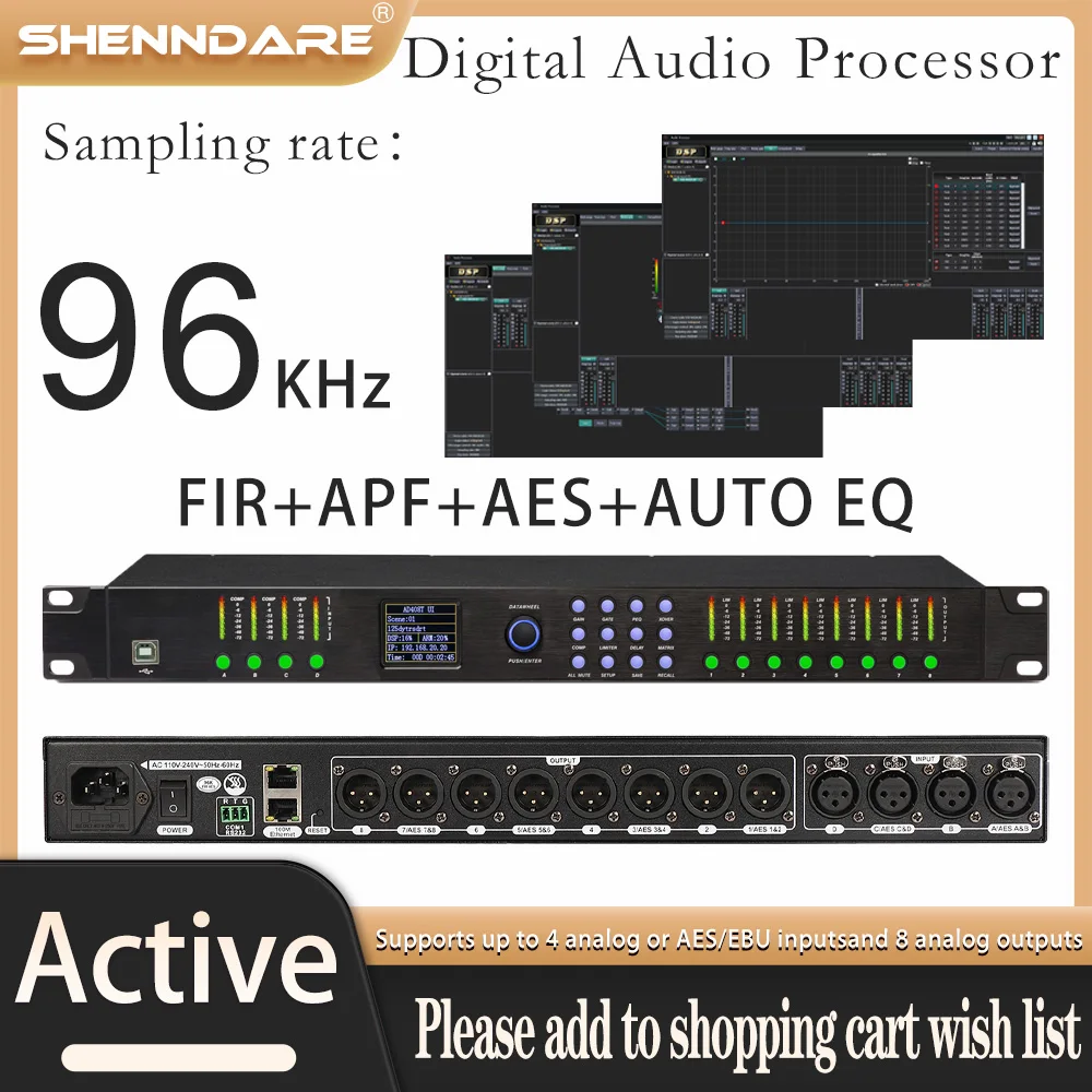 Shenndare Dpa0408Rts 4 Ingressi 8 Uscite Processore Audio Digitale Da Palco Professionale Effetti Dsp A 32 Bit Con Ingresso Fir Aes Uscita Auto Eq Pre