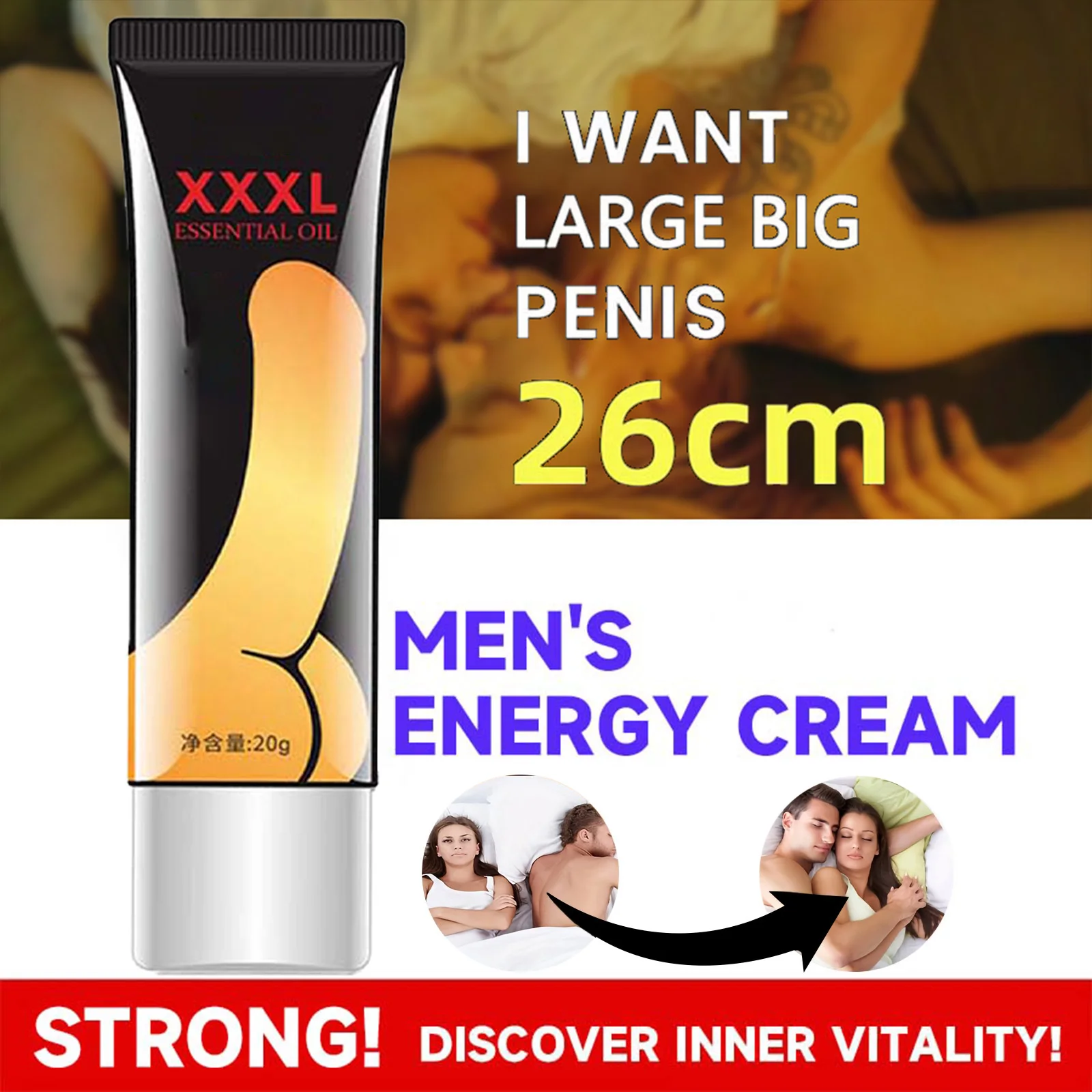 Male Penis Enlargement Growth Gel Sex Toys Big Dick Lasting Erection Delay Cream Cock Erection Extensions Enlarge38CM