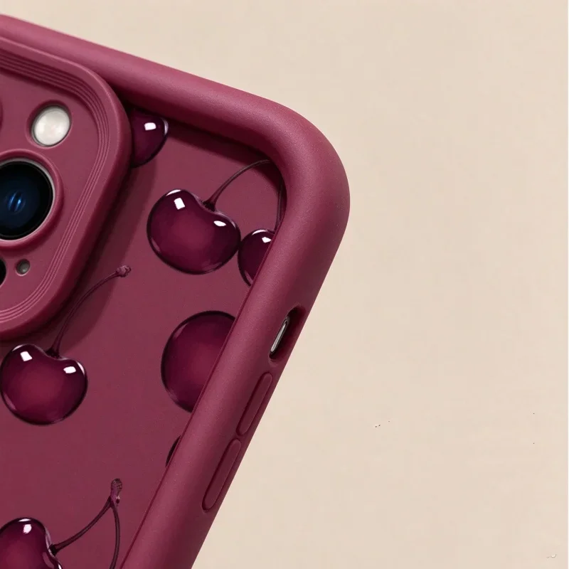 Vintage Burgundy Cherry Phone Case with Soft Bumper Cover