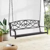 Metal Porch Swings 2 Person Outdoor Hanging Garden Bench, Wide Seat & Curved Armrests, 485 Lbs Weight, Patio Swings 1