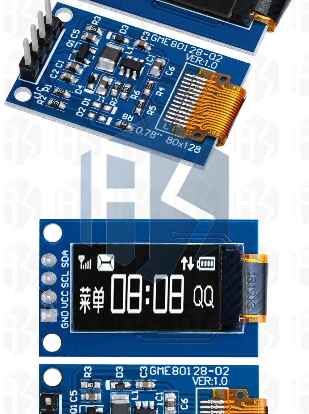 1~5PCS EGBO 0,78 Zoll OLED-Display LCD-Bildschirmmodul 0,78' Weiße Farbe Auflösung 128*80 SPI-Schnittstelle SH1107-Treiber 128X80 – Detail 7