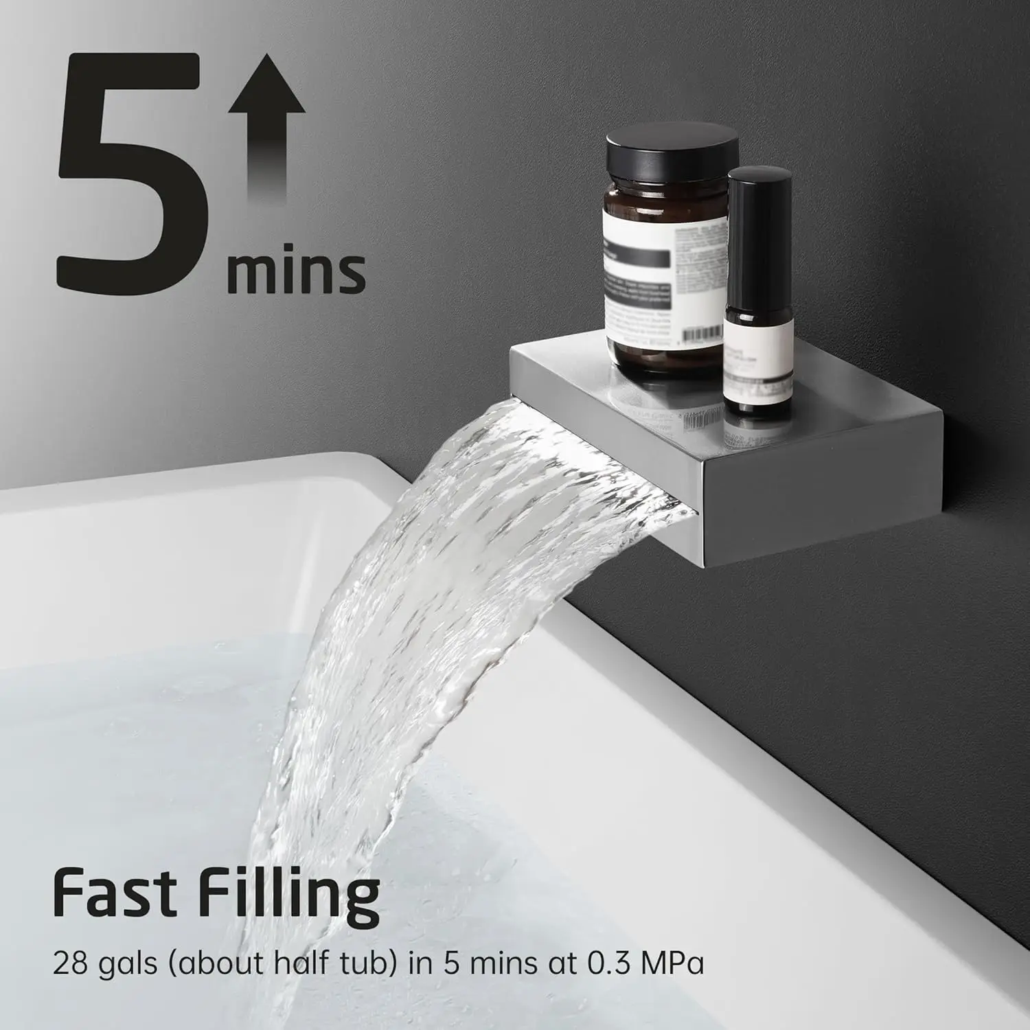 Bathtub Showers Faucet Set with Waterfall Tub Spout Shower System 3-Function Shower Faucets Sets with 10 Inch Rain Shower Head 5