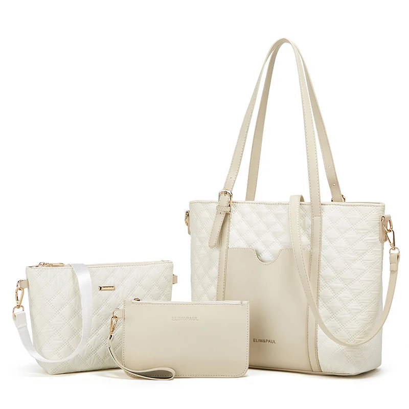 Embroidery Letter Women Handbag Fashion Designer Luxur Shoulder Bag Rhombus Plaid Leather  Totes Women's Bags