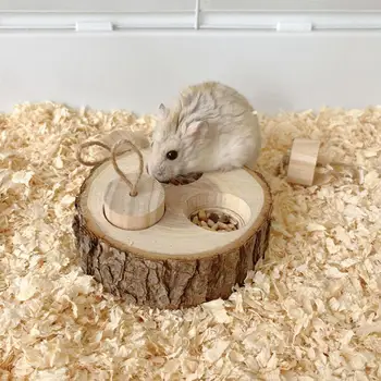 Pet Interactive Snuffle Logic Game Wooden Rabbit Hamster Plaything Foraging Toy Wooden Interactive Enrichment Treat Dispenser 1