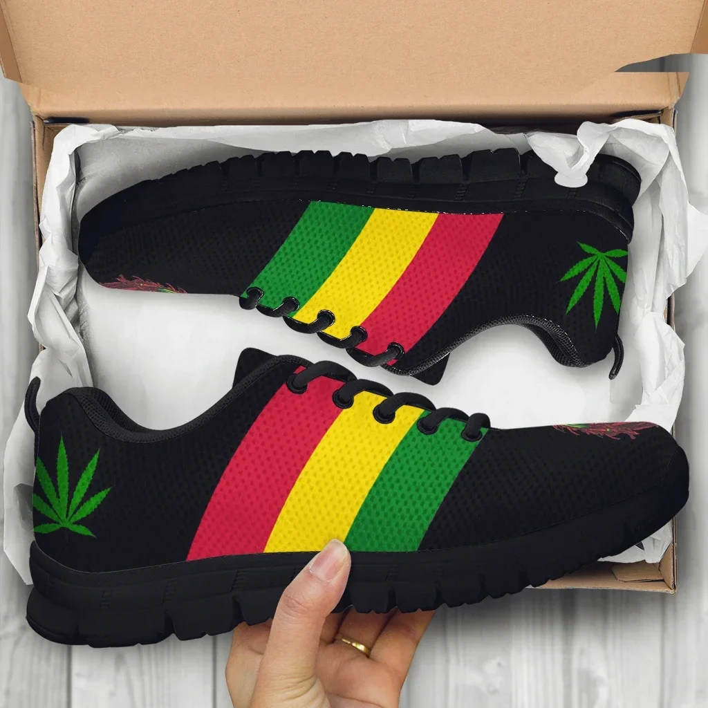 Jamaica Flag Print Female Flat Shoes Comfortable Sneakers For Women Lace Up Footwear Black Fashion Sneakers Zapatos