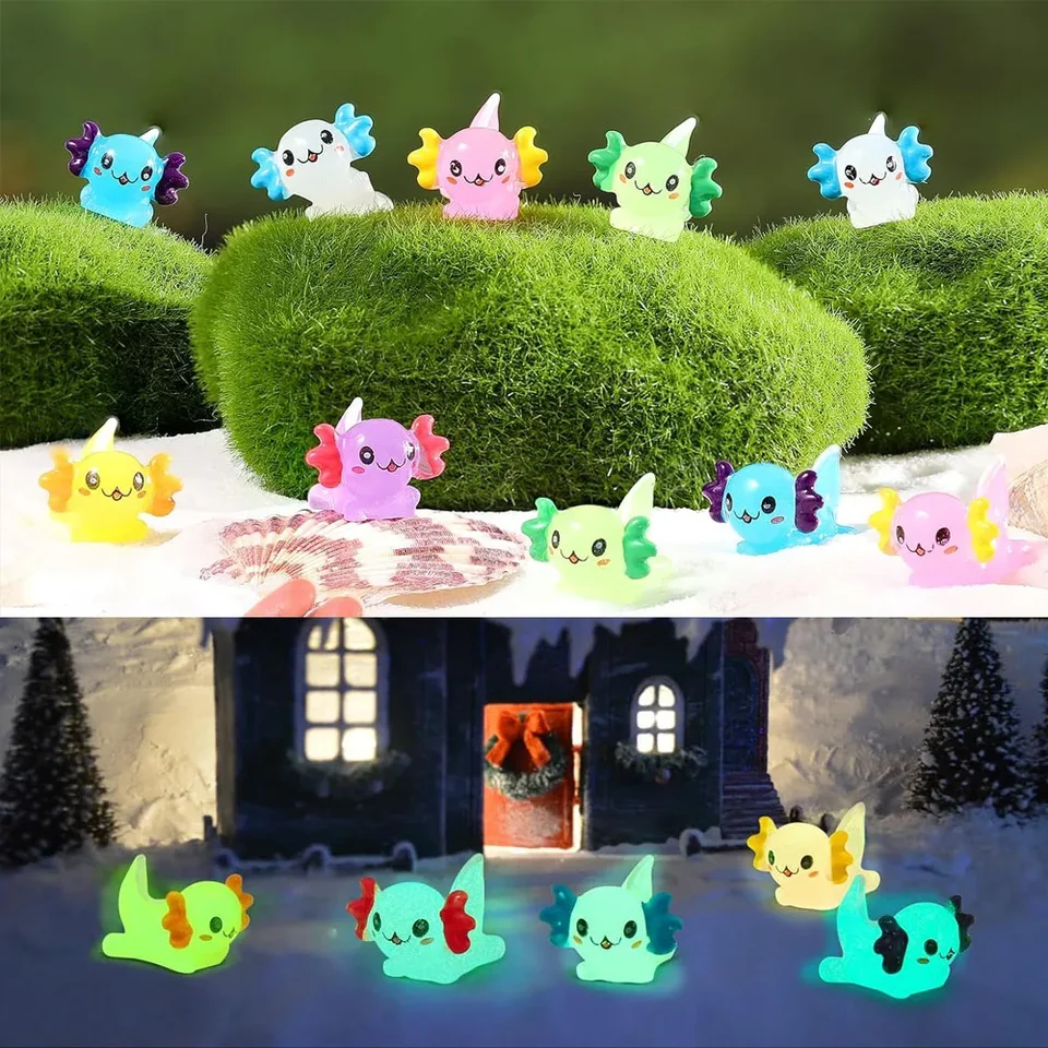 36 Mini Statuine Axolotl In Resina: Fosforescenti E Colorate, Luminose Al Buio. Perfette Per Decorazioni Fai-da-te, Casa Delle Bambole, Giardino. - 2