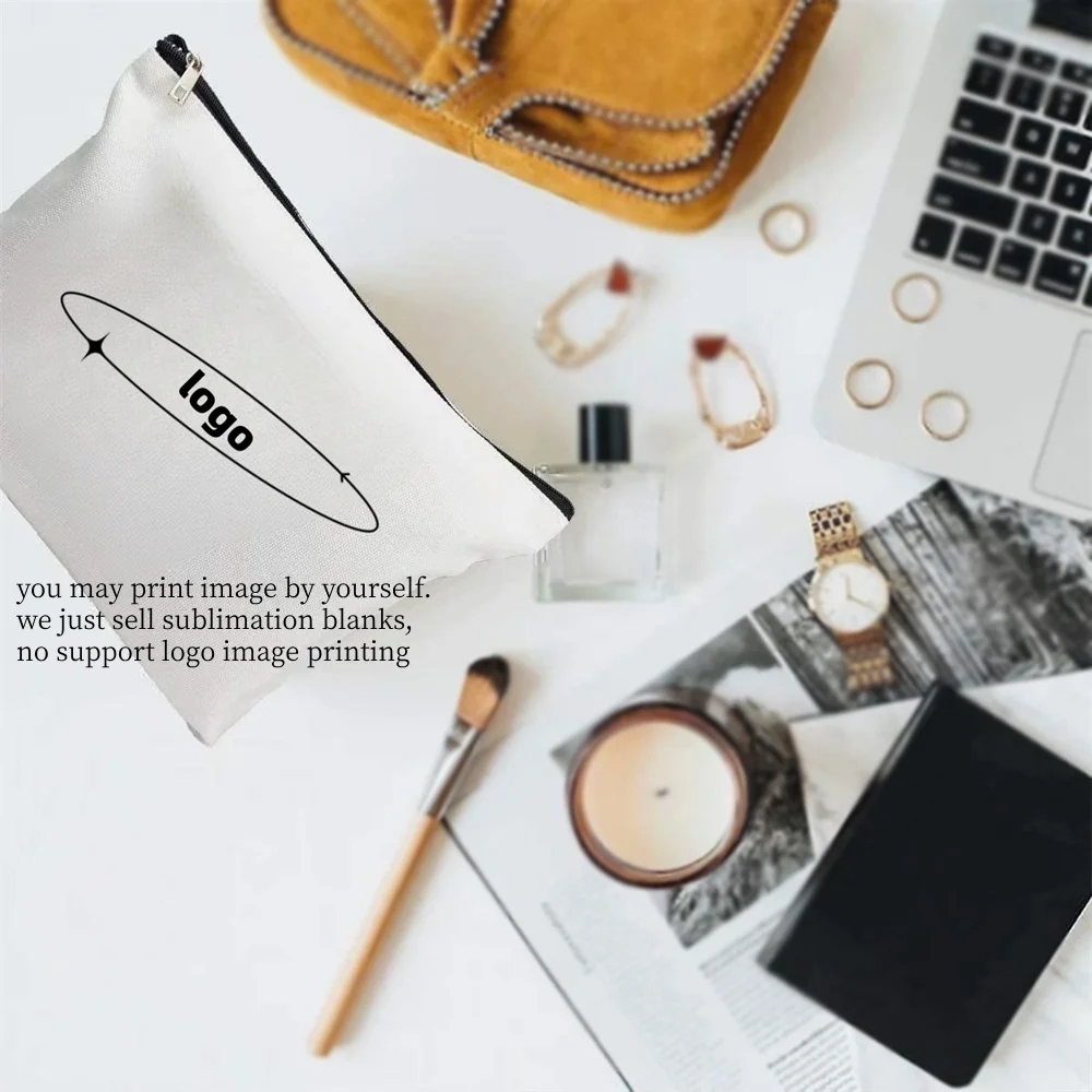 Polyester Women Wristlets Cosmetic Sublimation Blank Makeup Bag with Zipper Travel Portable Storage Bags For Heat Transfer Print 6