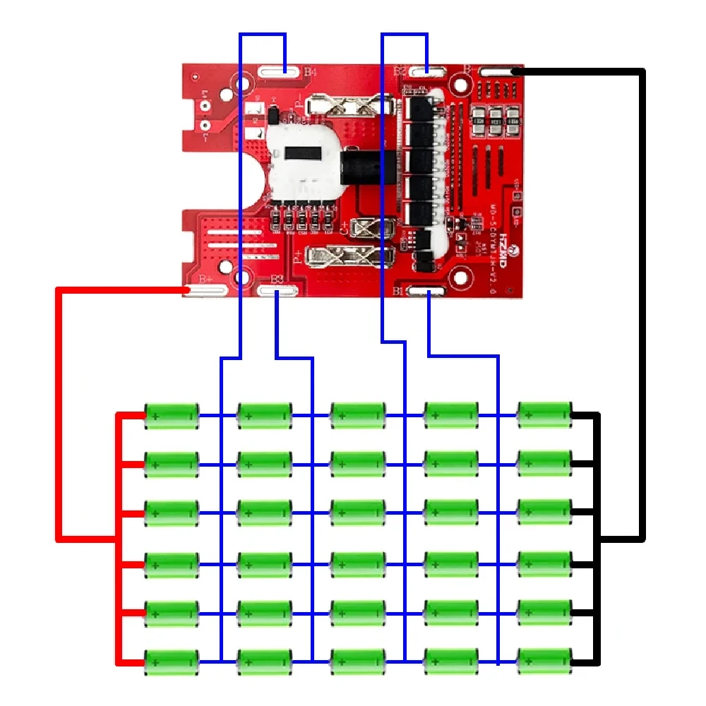 30X18650 리튬 이온 배터리 케이스 21V BMS 충전 보호 회로 기판 PCB 박스 (홍송, 마키타 18V 리튬 이온 배터리용)