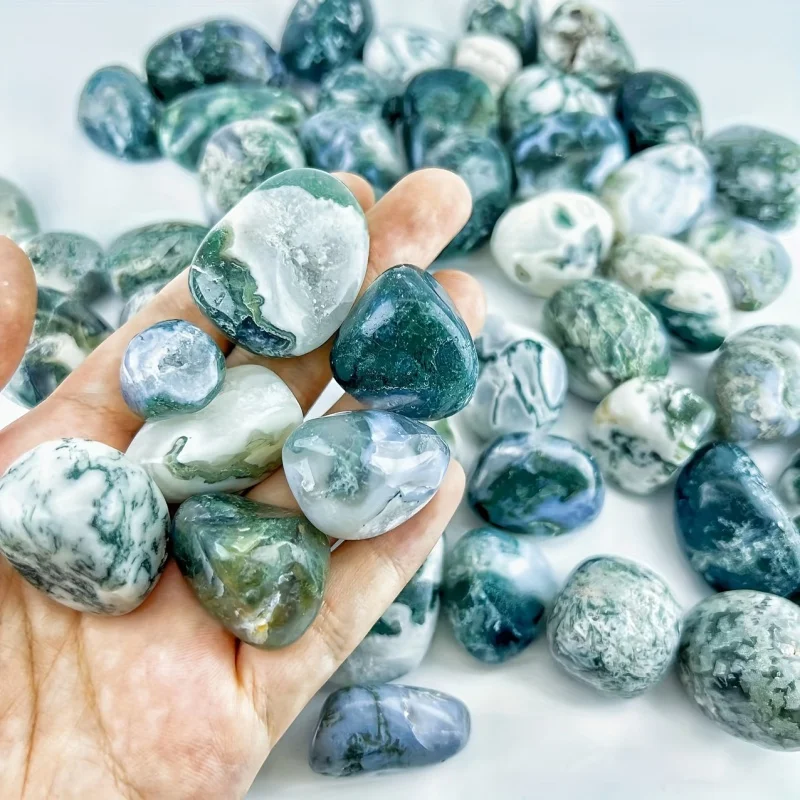 50g Moss Agate Tumble Minerals Specimen Stone Aquarium Home Decor decorative stones,tumbled stones,tumbled agates