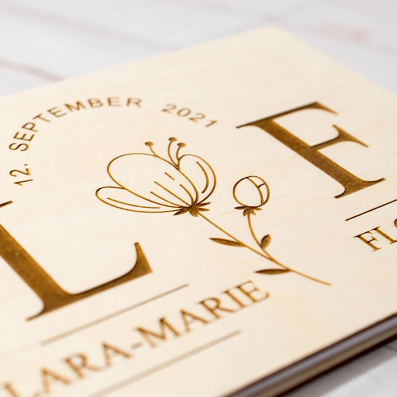 Personalized Wedding Guestbook,Wooden cover,Elegant memory Book for Wedding,Wedding Decor,Laser Engraved Wedding Memory Album