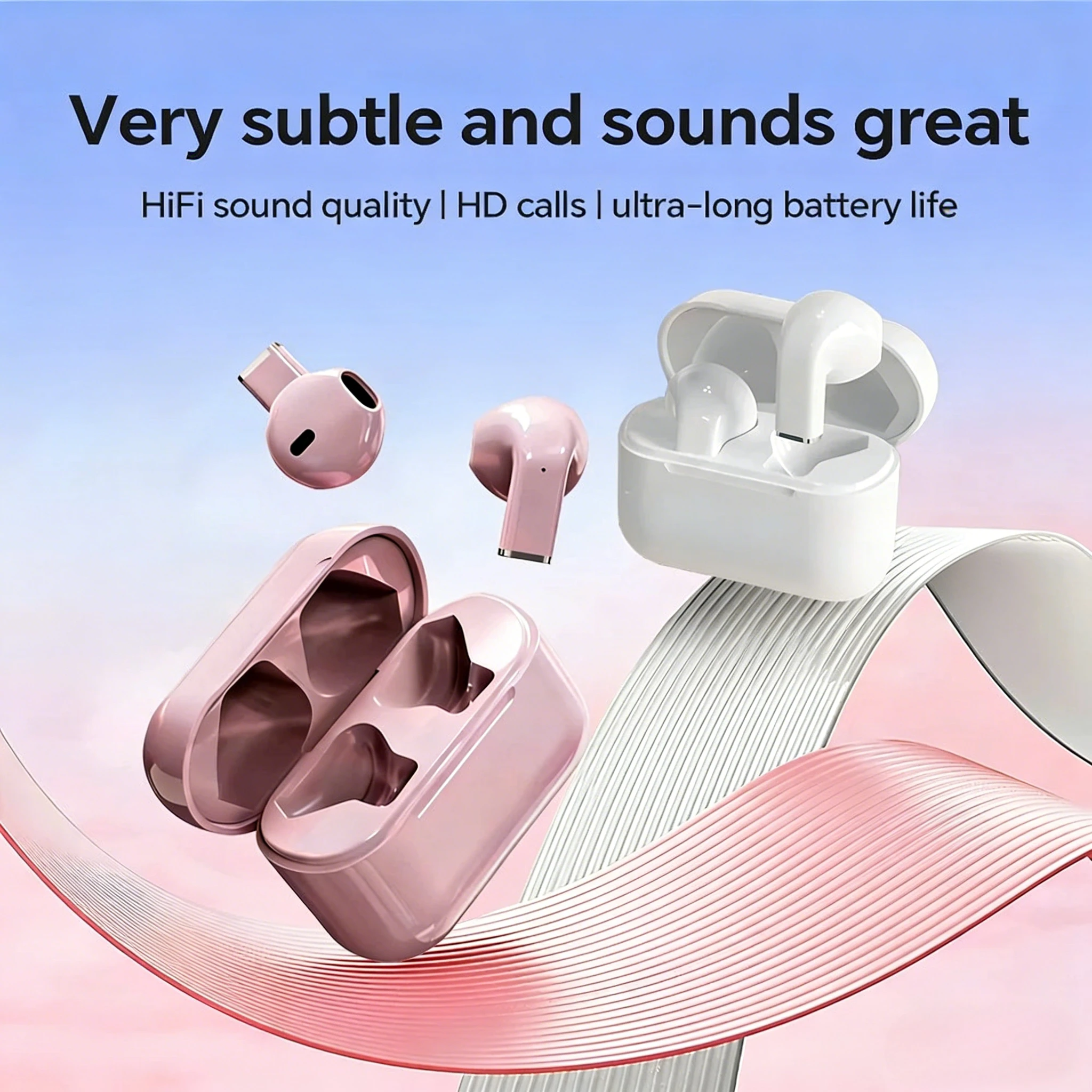 Compact TWS Wireless Bluetooth Earbuds with Advanced Noise Cancellation and Built-In Mic