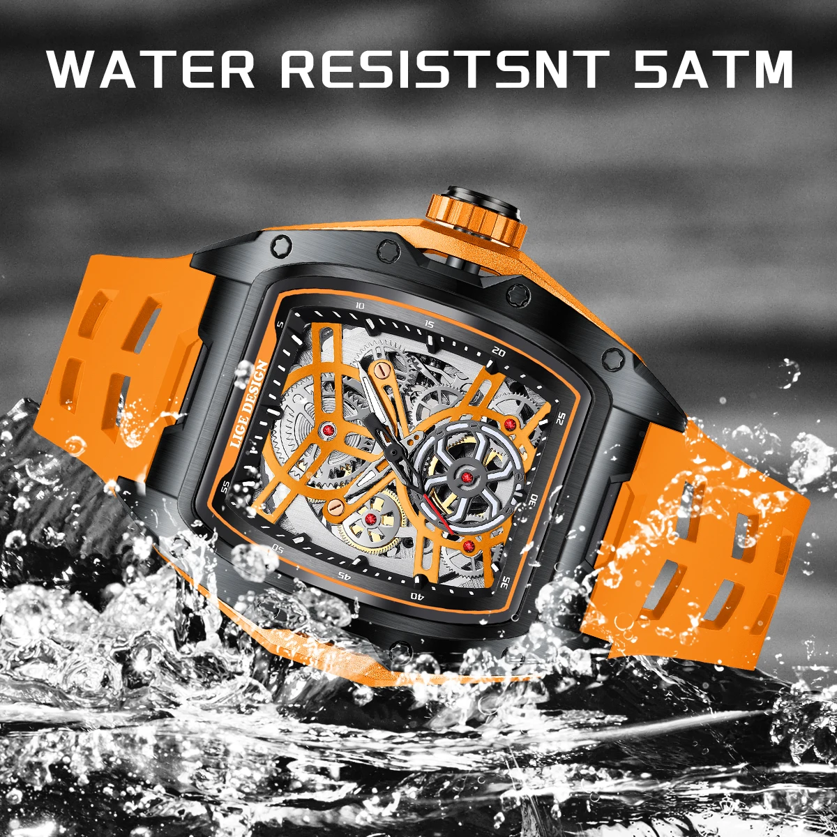 LIGE New Watches Mens Skeleton Mechanical Automatic Watch Top Brand Luxury Luminous 30M Waterproof Watch For Men reloj hombre - 3