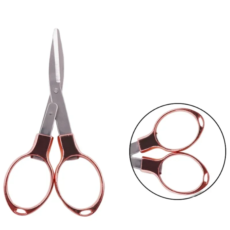 Simple Portable Folding Scissors Solid Color Glasses Shape Paper Cutters Students Handmade DIY Tools School Office Supplies portable scissors cutter,paper cutter,stationery scissors