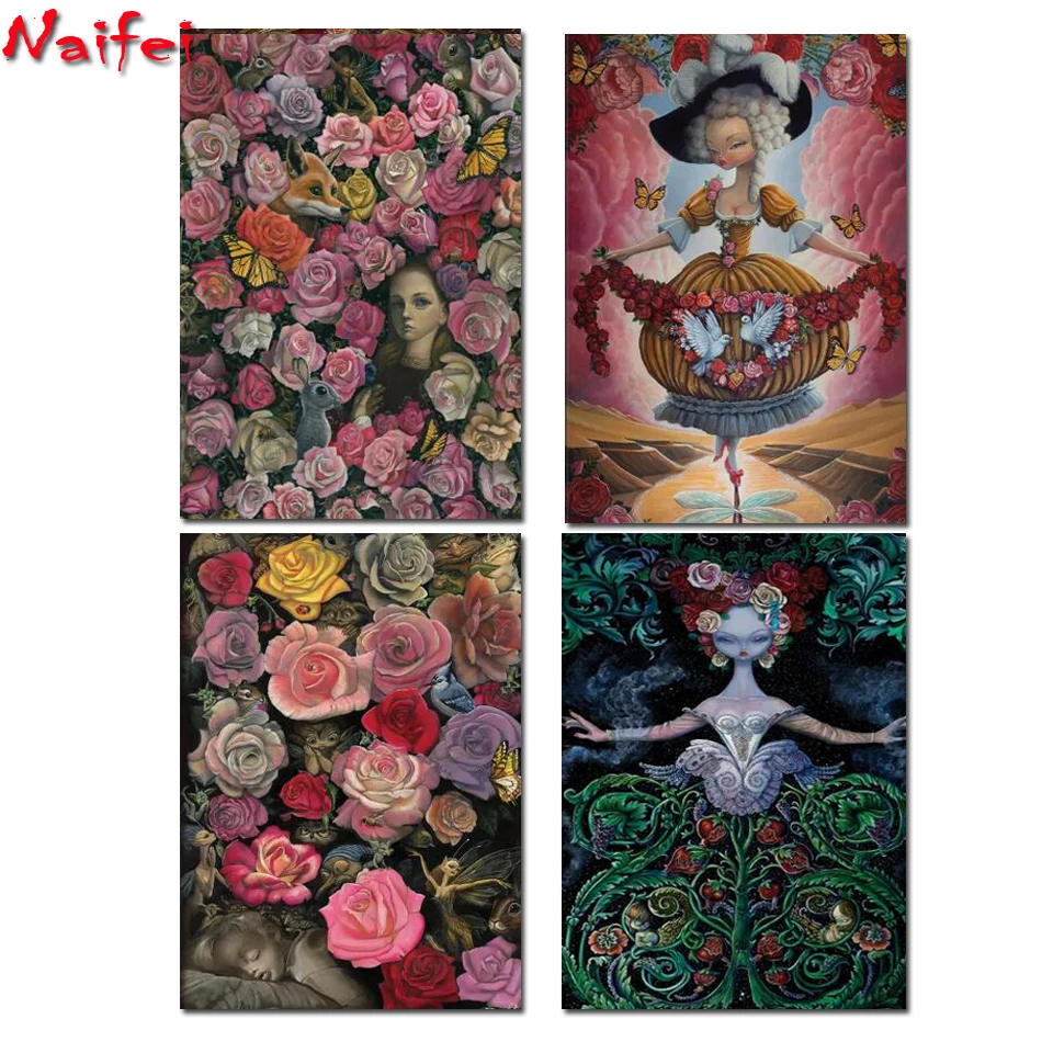 Night Garden Diamond Painting Cartoon Fairy In Flower Mosaic Ricamo Strass Fai Da Te Regalo Per La Decorazione Della Stanza Dei Bambini