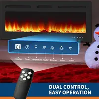 50-дюймовый электрический камин 3D, встраиваемая и настенная печь с 12 цветными светодиодными режимами пламени, 220 В, 900/1800 Вт, двойной мощный нагрев — изображение 3