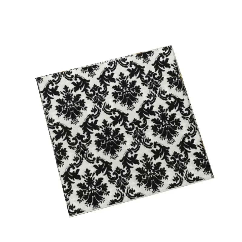 20pcs/Pac 33cm Black and White Printed Napkins Featured European Black Floral Square Folded Paper Napkins Party Flower Paper paper napkins