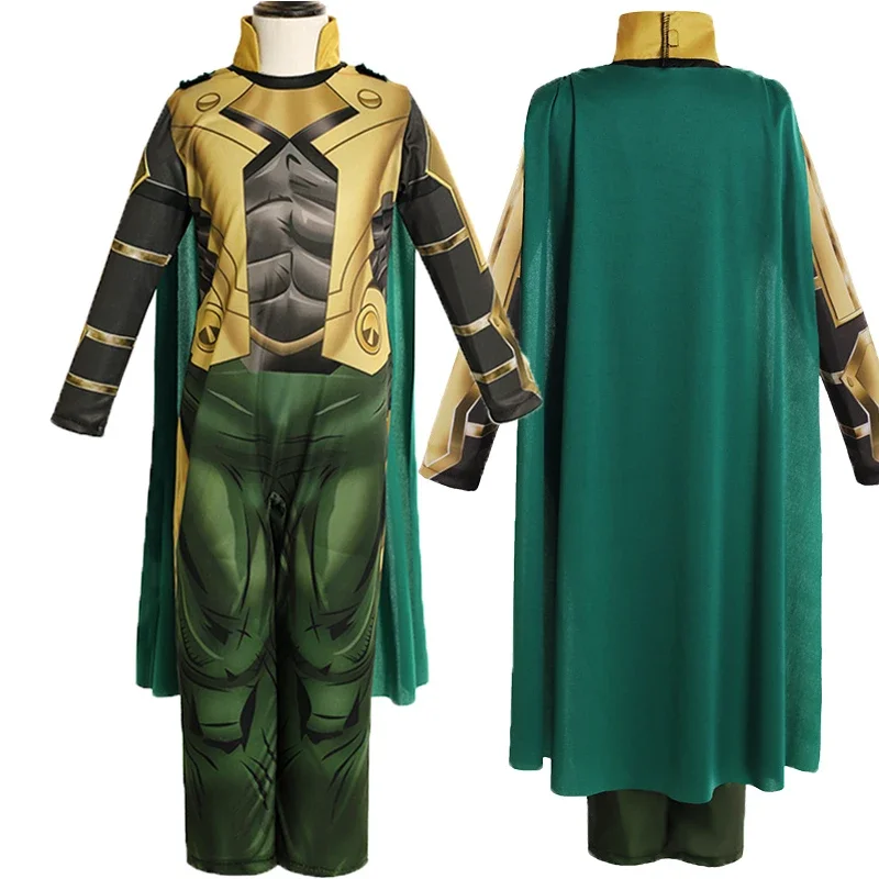 

Loki Cosplay Costume Unisex Kids Boys Girls Superhero Role Play Jumpsuit Cloak Halloween Party Gifts