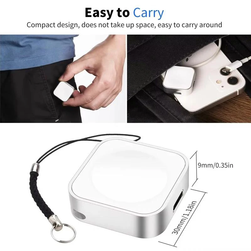 Magnetic Portable Wireless Smartwatch Charger with Dual Port