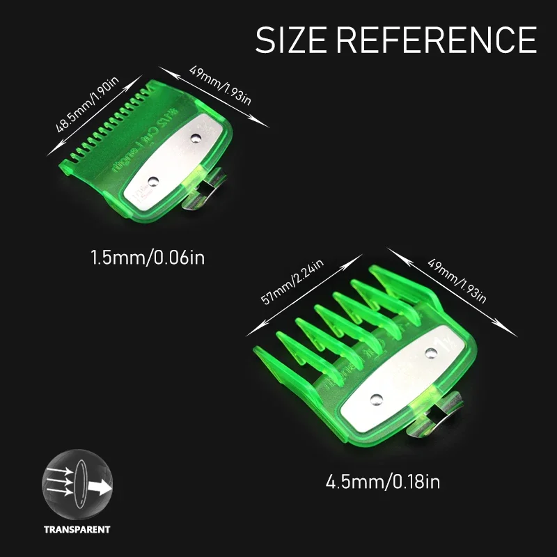 Professional Hair Clipper Guide 2Pcs for Wahl Madeshow JRL-1.5mm/4.5mm Transparent Metal Buckle hair clipper
