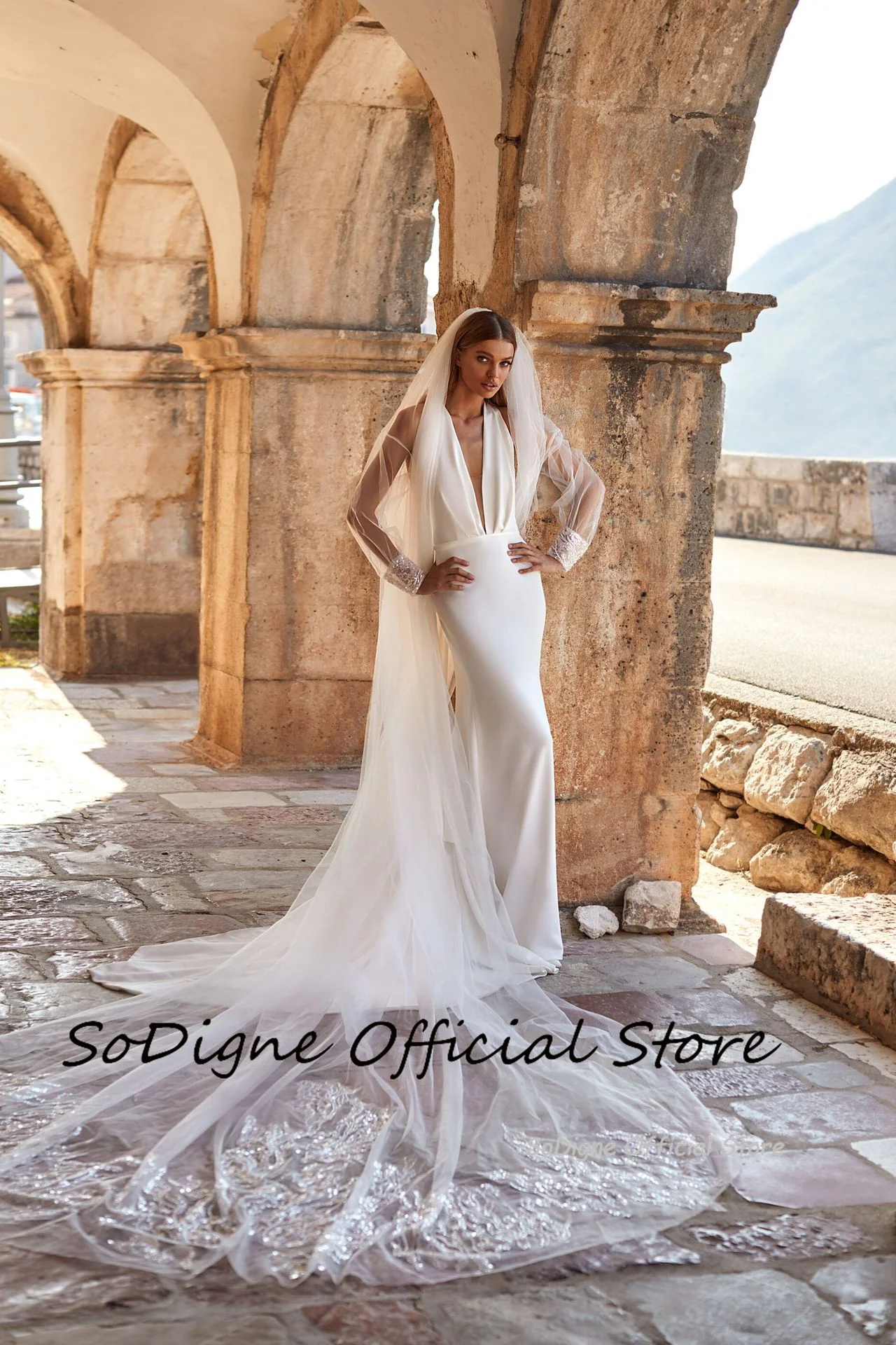 SoDigne Mermaid Satin Simple Wedding Dress Halter Sleeveless Bride Dresses Long Elegant 2025 Bridal Gown Vestido De Noiva 11 S032bf2d2b58c402ea2f3cc5039a2fd09M