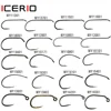 ICERIO 100 Barbed Fly Tying Hooks Barbless  60 Degree Jig Nymph Hook Streamer Wet Dry Flies Hooks Trout Fly Fishing Hook Tackle 1
