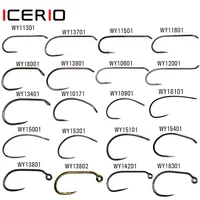 ICERIO 100 Barbed Fly Tying Hooks Barbless  60 Degree Jig Nymph Hook Streamer Wet Dry Flies Hooks Trout Fly Fishing Hook Tackle 1