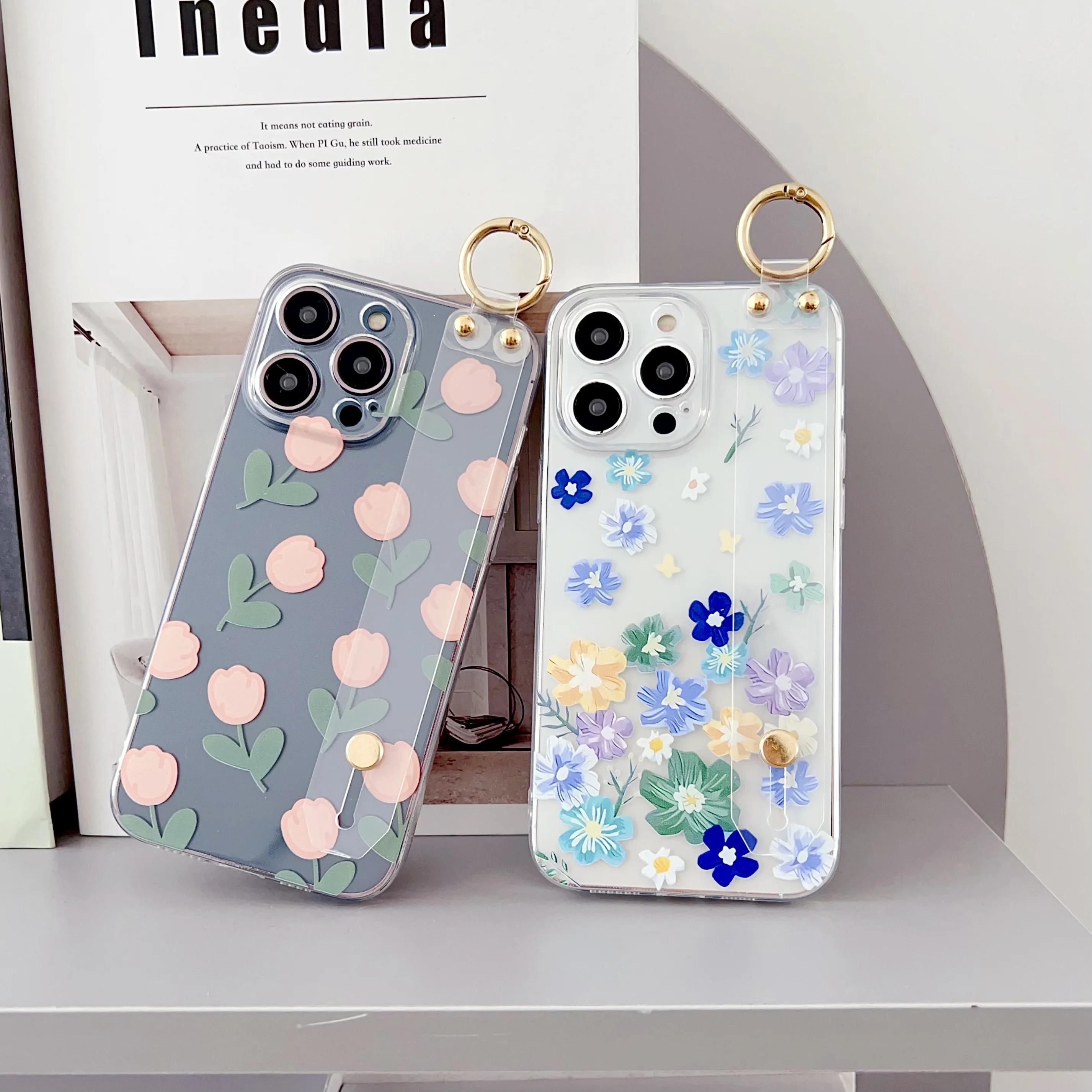 Floral Wrist Strap Protective Case