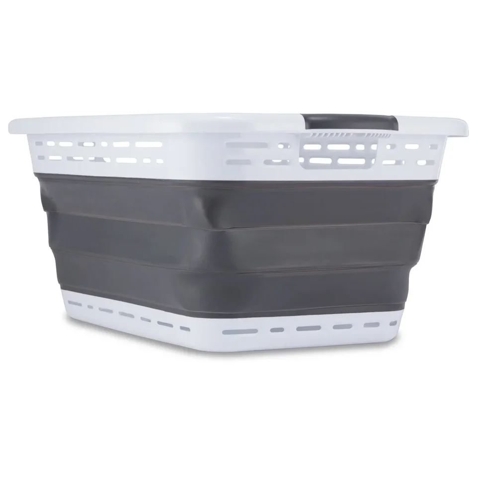 Turquoise Collapsible Laundry Basket with Handles