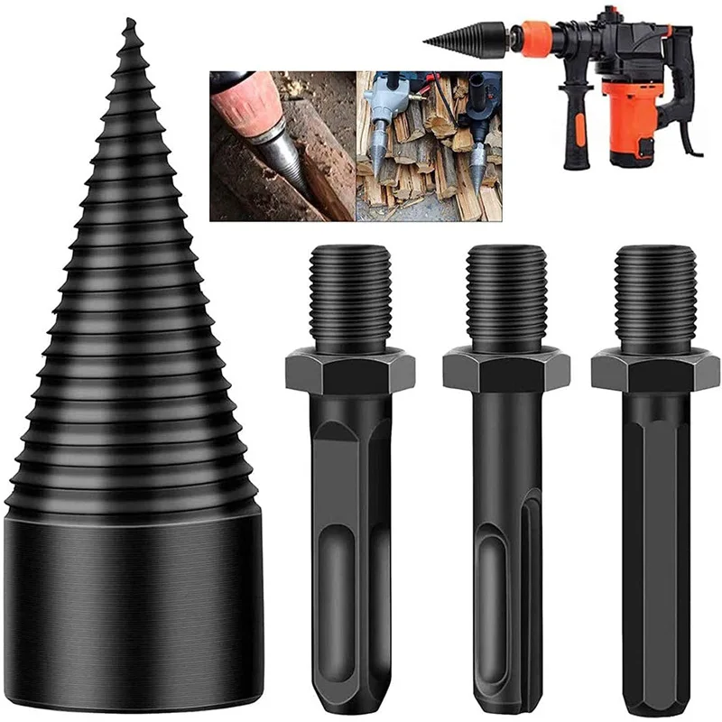 32/42/50mm Removable Wood Splitter Screw Cones Drill Bits Wood Square/Round/Hex Shank Drill Bit
