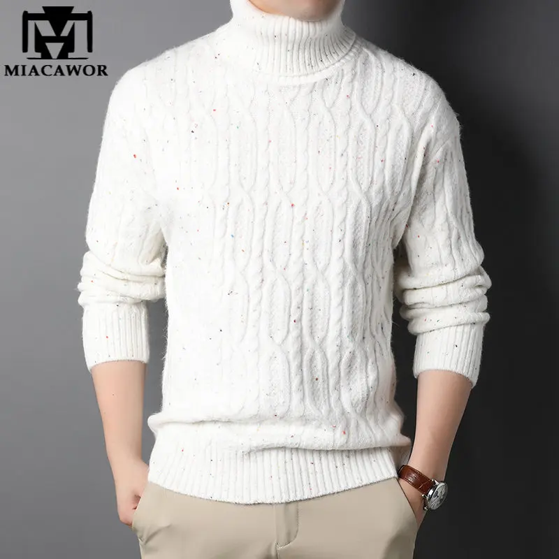 

New Brand Wool Turtleneck Sweaters Men Clothing Winter Thick Warm Casual Pullovers Vintage Soft Knitwear Jersey Y555