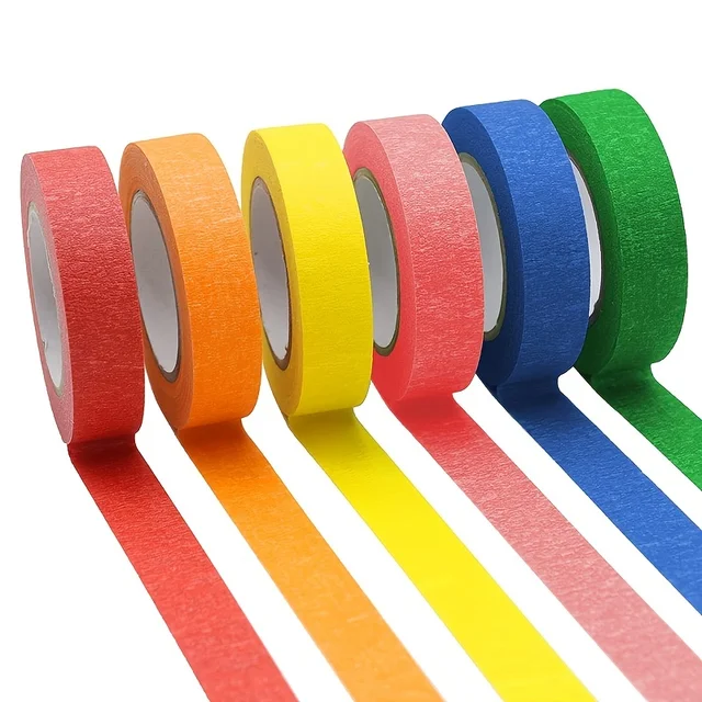 Colored Masking Tape 16 Yard Per Roll, 6 Rolls Rainbow Colors Painting