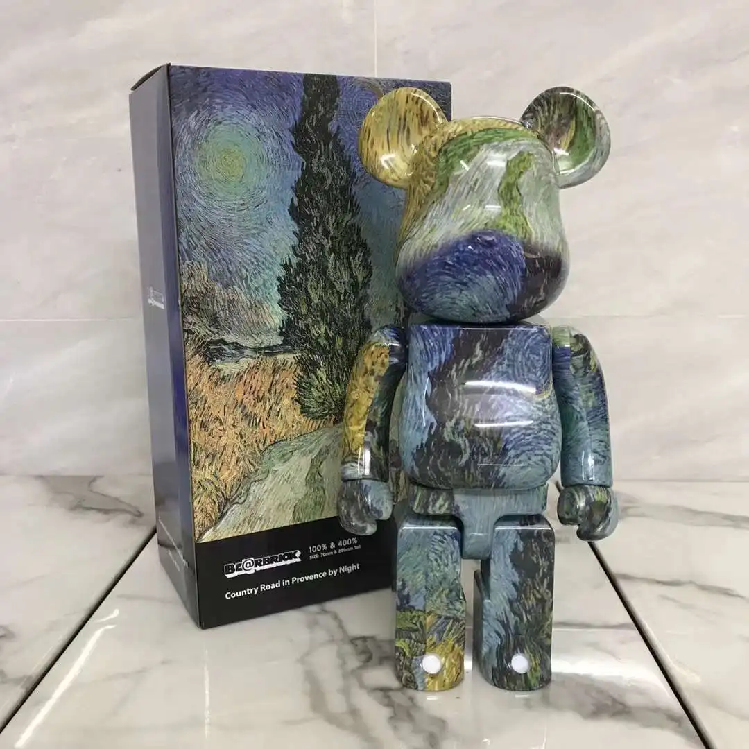 

Прованс, кантри, дорога, Bearbrick 400%, 28 см, картина маслом, узор серии Ван Гог, продукция, кантри-роуд Прованс, ночью