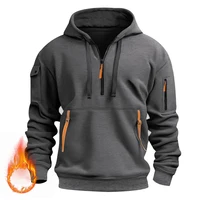 Spring Men Sport Casual Hoodie Sweatshirts Mens Multi Pockets Tops Pullover Hoodie Male Autumn Loose Zipper Brand Outdoor Hoodie 2