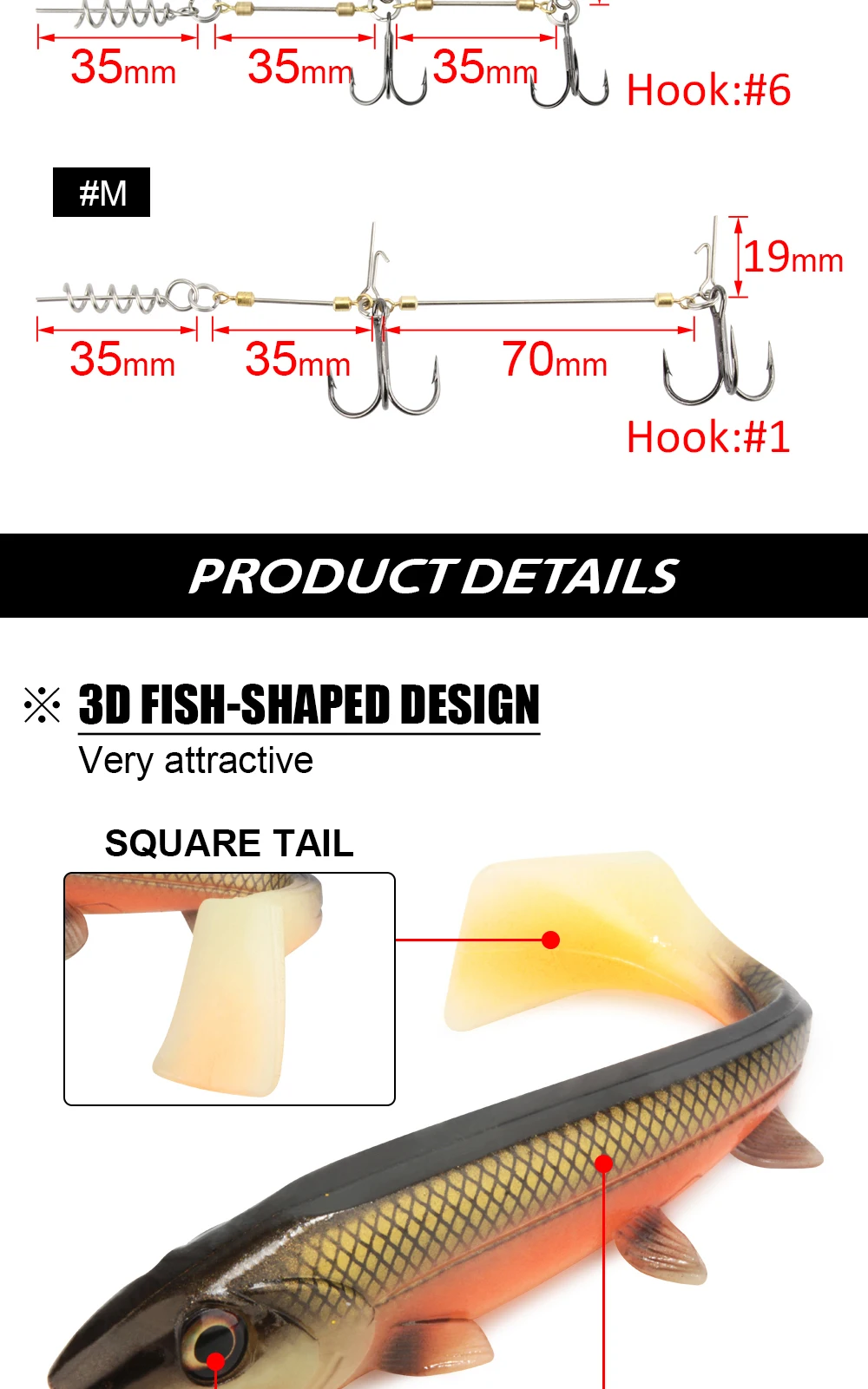 Spinpoler Big Fish Weicher Angelköder mit Stinger Rig Hakenset 14 cm/18 cm Jigging Trolling für Salzwasser-Meeresangelgerät Pesca – Detail 3