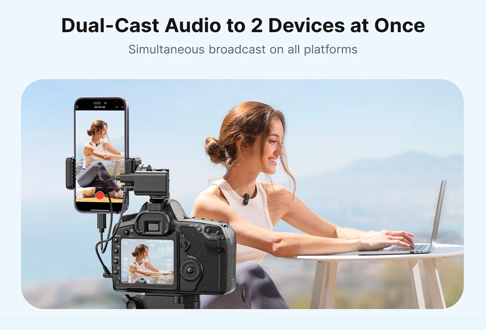 BOYA BOYA Magic Professional Wireless Lapel Microphone Shotgun/Desktop/Handheld Mic for iPhone Android Camera PC Video Recording