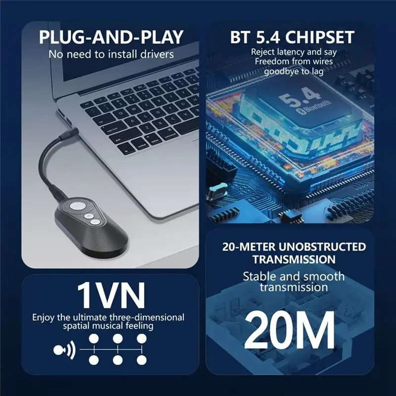 ABKQ-LE 블루투스 오디오 송신기 수신기 V5.4 LC3 헤드폰 용 Hifi 음악 어댑터 TV 블루투스 스피커 3.5Mm 잭