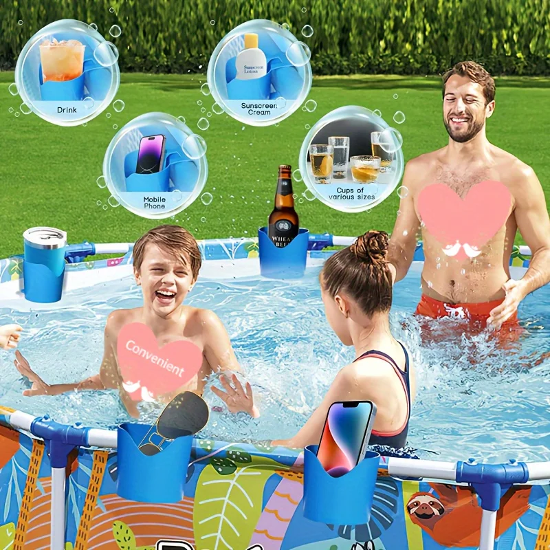 Poolside Cup Holders for Above Ground Swimming Pools Pool Cup Holder for Refreshing Drinks Bottle Round Top Bar Easy to Use