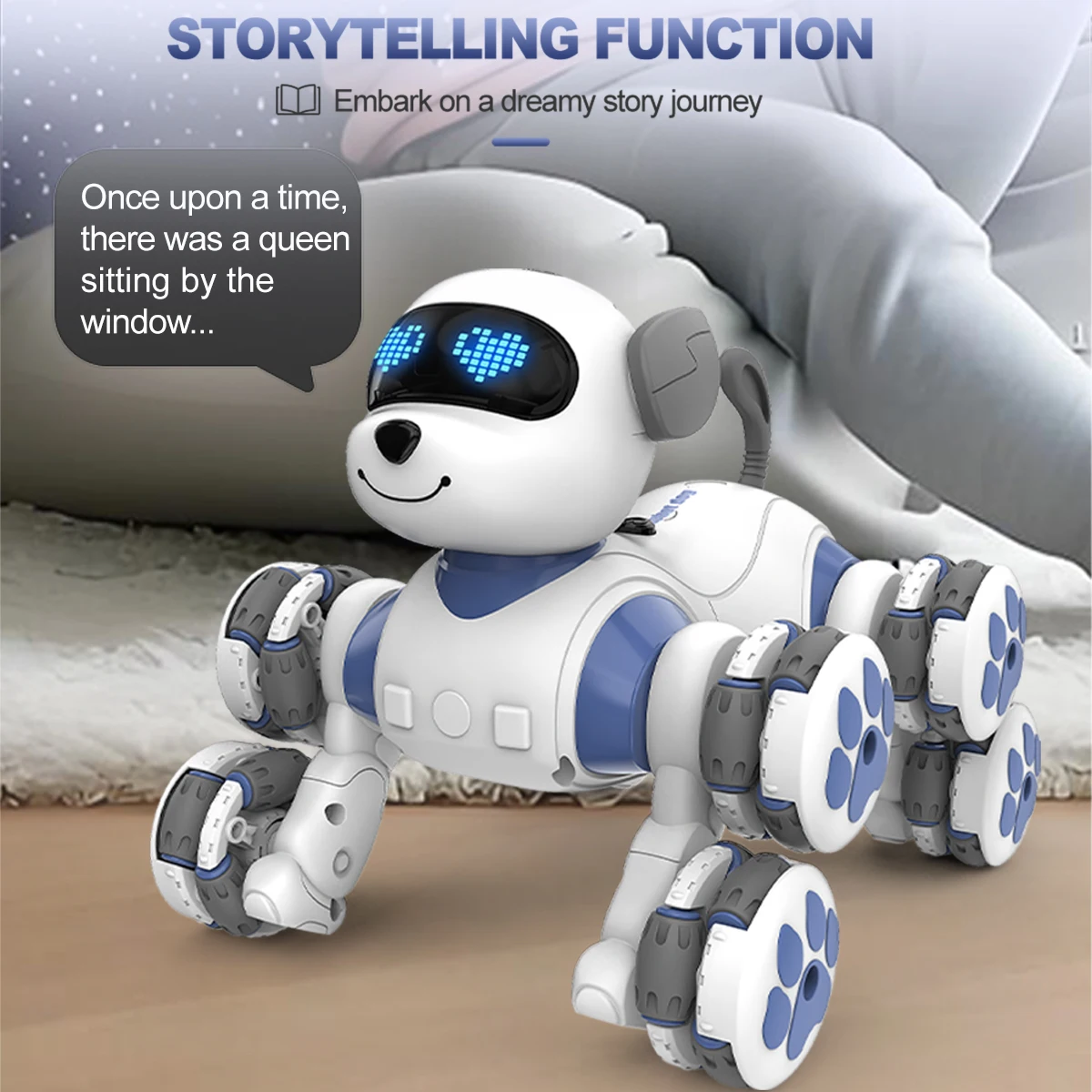 Remote Control Dog Toys Eight Wheeled Stunt Intelligent Robot Dog Interactive Electronic Pet Programming Model Gifts for Kids