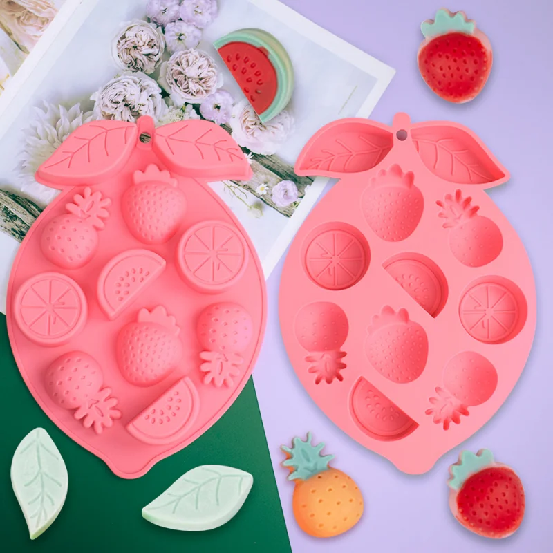 DIY Multi Style Fruit Ice Cube Silicone Mold Strawberry Chocolate