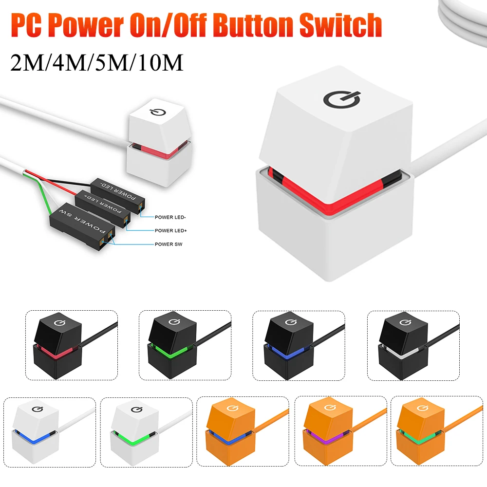 Desktop Computer Power Button Switch LED Light External Computer Power