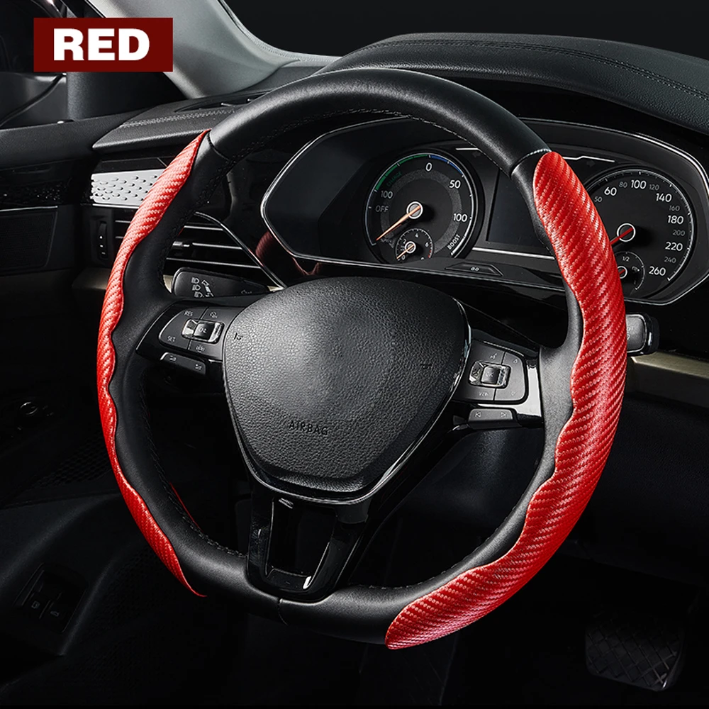 1 paar Carbon Faser Leder Auto Lenkung Abdeckung 1K Micro Faser Leder PVC Rad Booster Abdeckung Nicht-Slip universal – Detail 10