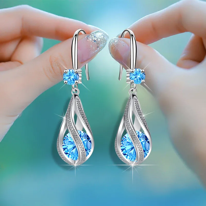 

Женские серьги из серебра 925 пробы, с синими кристаллами