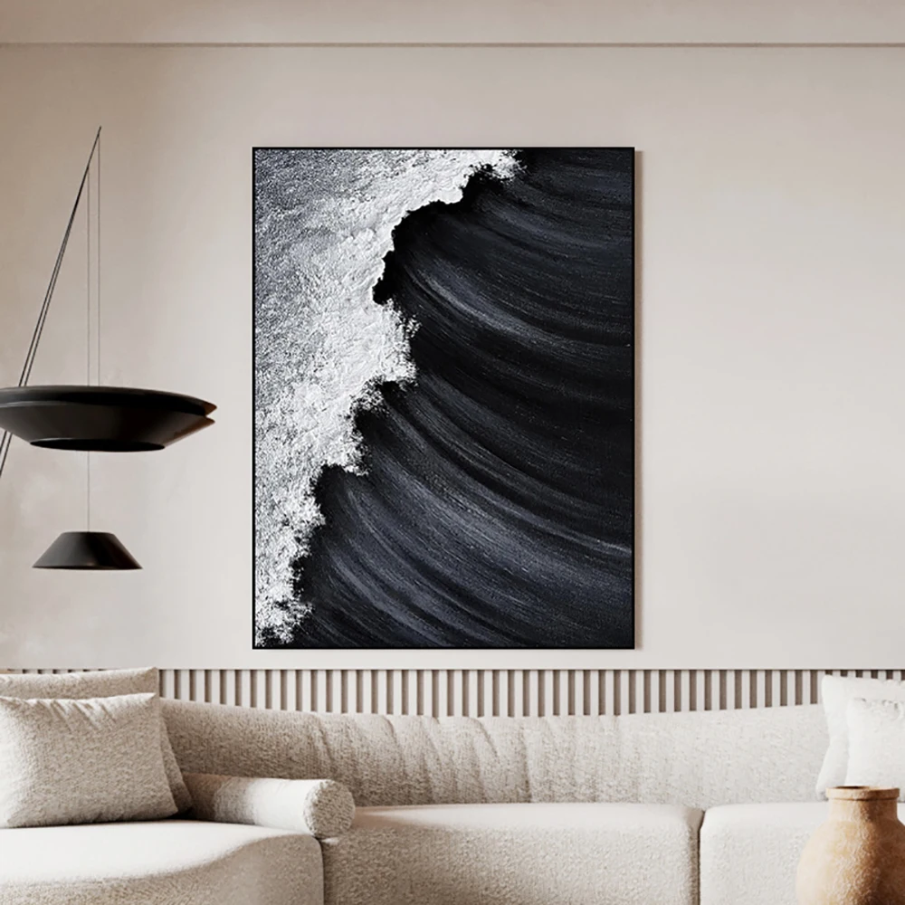Thick Acrylic Black White Painting Canvas Art Hand Painted Abstract 3D Wave  Wall Painting Art On Canvas Modern Home Decor Piece - AliExpress, image size:1000x1000