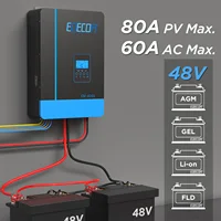 EDECOA 3.8KW Hybrid Solar Inverters Pure Sine Wave Off Grid อินเวอร์เตอร์ 48V to 220V 230V 80A MPPT AC Charger & โมดูล WiFi 3