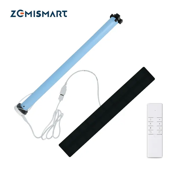 Zemismart-Stores d'ombrage roulants Zigbee, moteur, panneau solaire, aste, tube de 37mm 38mm, fonctionne avec Tuya, Alexa, Google Home Control 1