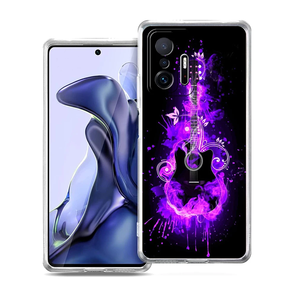 Guitar Music Art Soft Transparent Phone Case Cover Bags