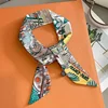 Luxury Design Horse Print Skinny Silk Ribbon Scarf Women5x85cm Hairband Soft Satin Female Foulard Floral Headband Bag Neck Ties 1