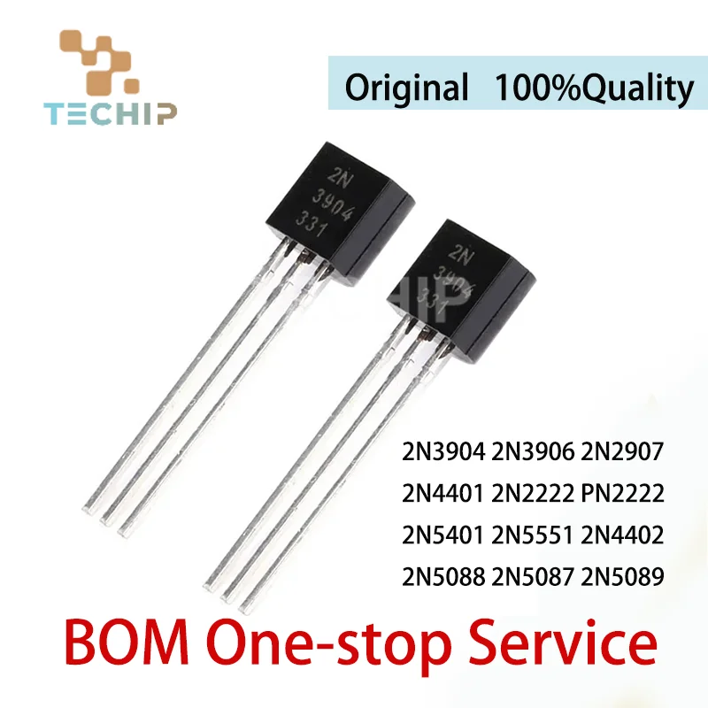 50PCS-100-NEW-2N3904-2N3906-2N2907-2N4401-2N2222-PN2222-2N5401-2N5551 ...
